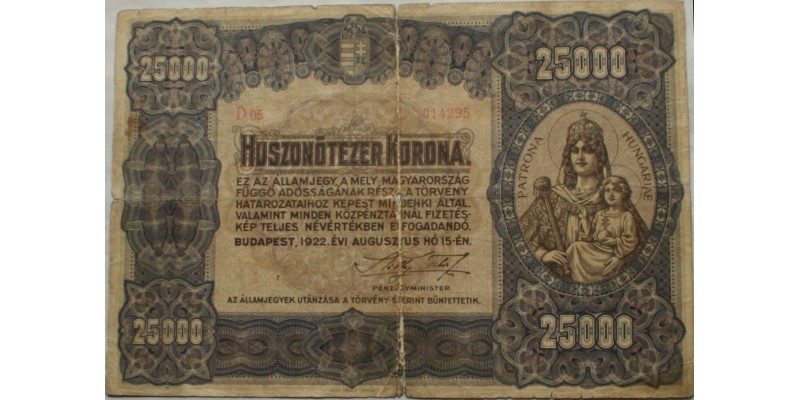 25000 korona 1922 RR!